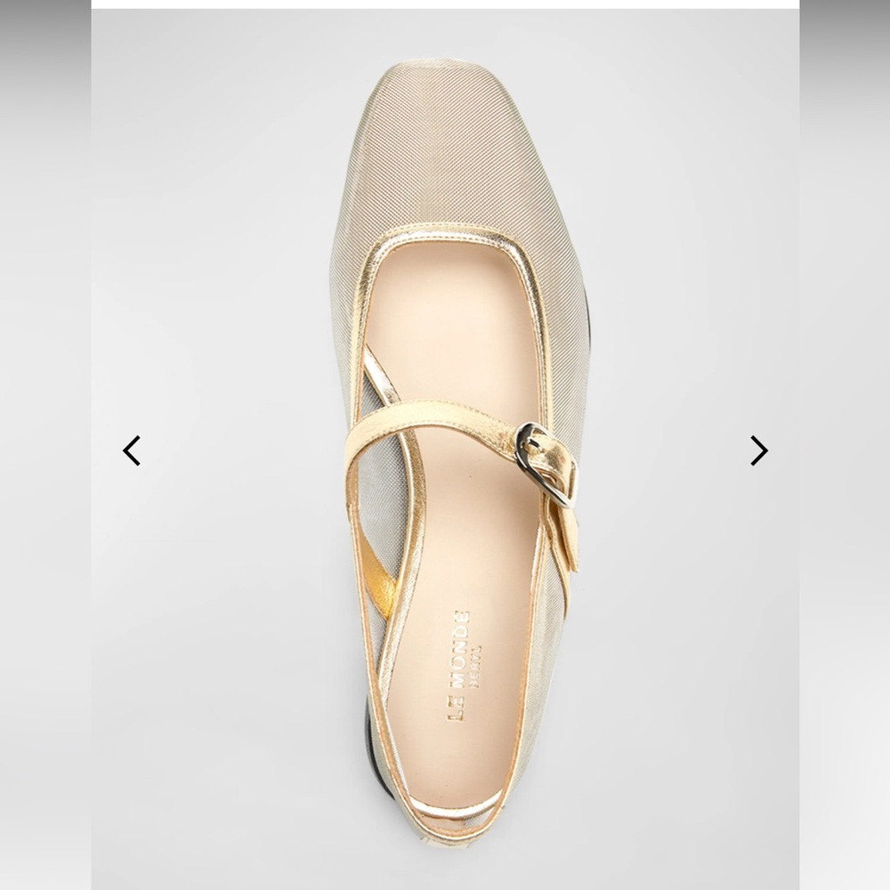 Le monde Beryl Mesh metallic Mary Jane ballerina flats